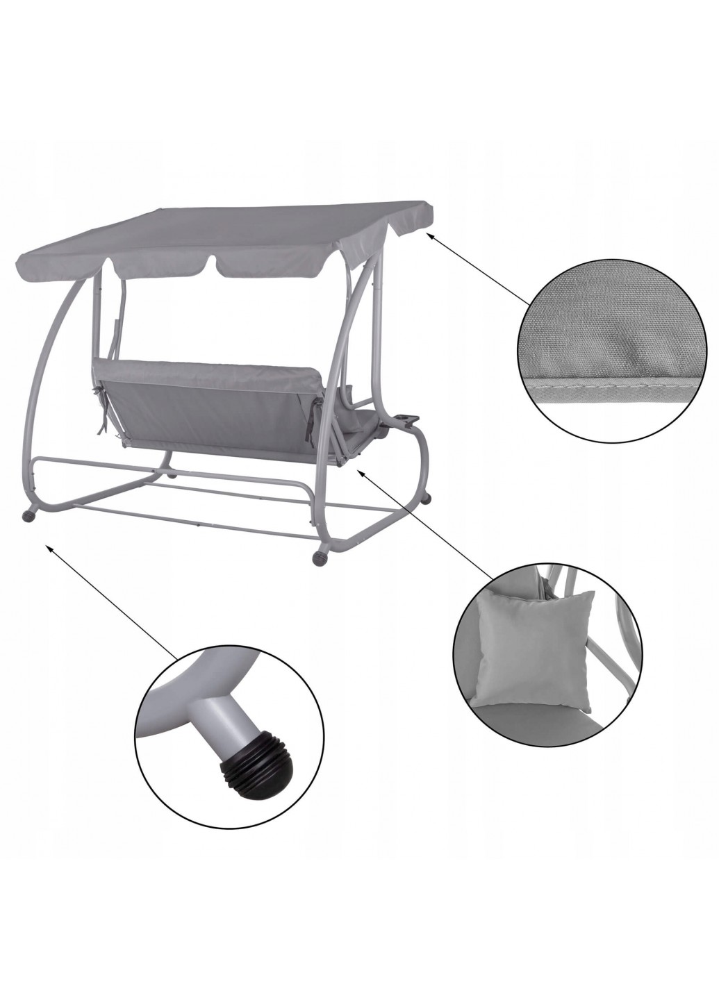 Садова гойдалка Springos Venezia 163x193 см Світло-сірий (GS0015) - фото 14 Садова гойдалка Springos Venezia 163x193 см Світло-сірий (GS0015) - фото 14