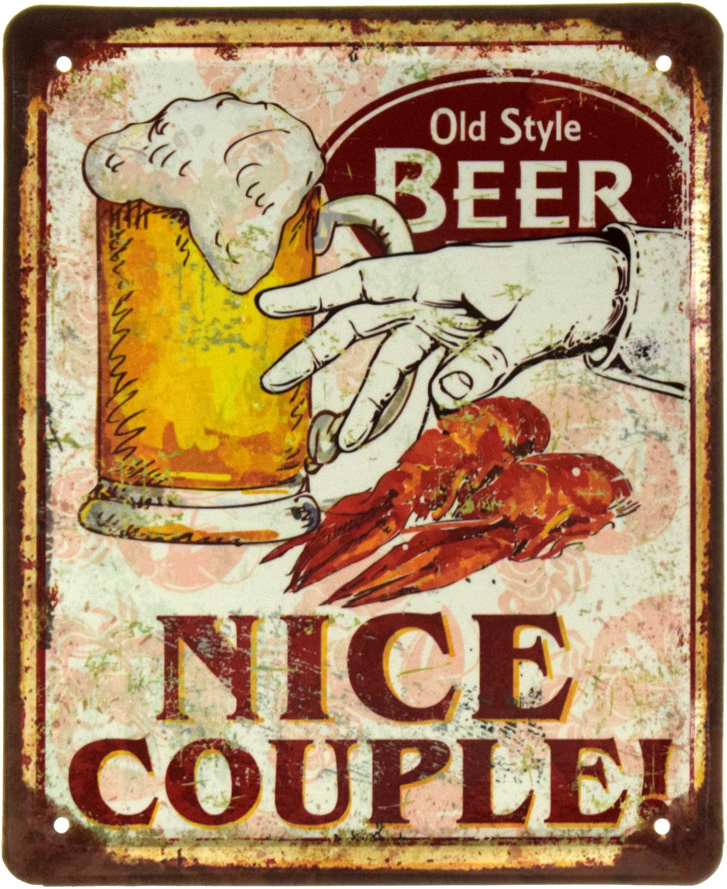 Табличка металева Мила Парочка! Пиво Старого Стилю/Nice Couple! Old Style Beer 18x22 см - фото 1