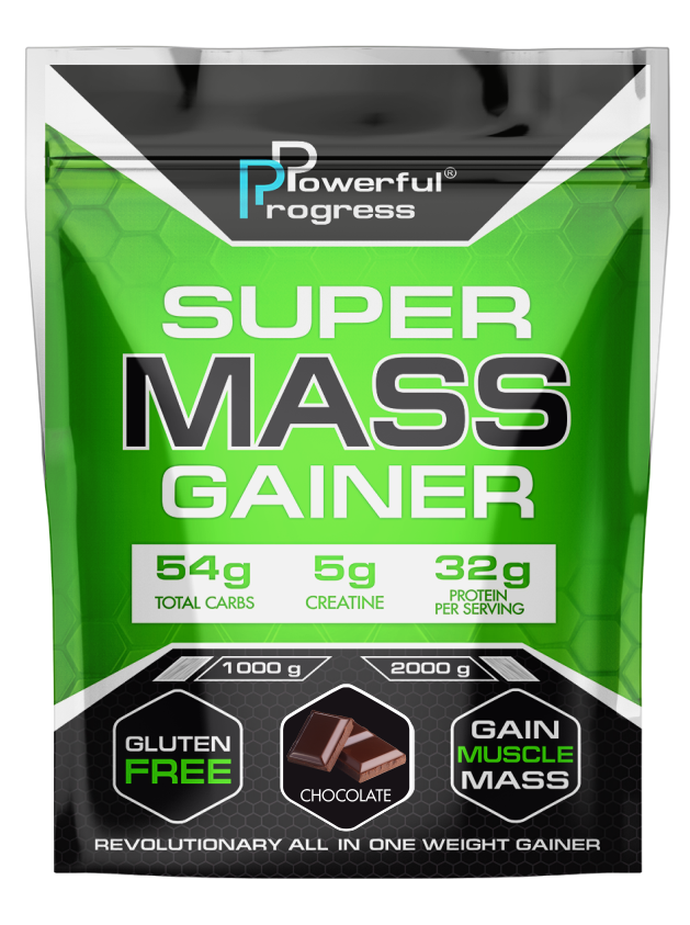 Гейнер высокобелковый для набора массы Powerful Progress Mass Gainer Шоколад 1 кг - фото 1