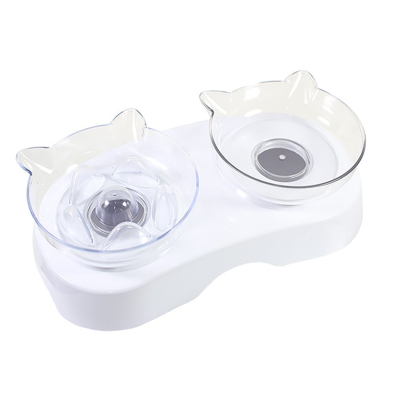 Миска для котов двойная Taotaopets 116617 для медленной еды White