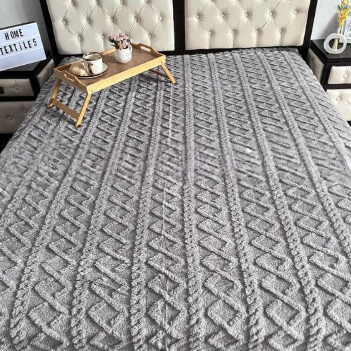 Плед пушистый Koloco Ромбик евро 200х220 см Серый (37211)