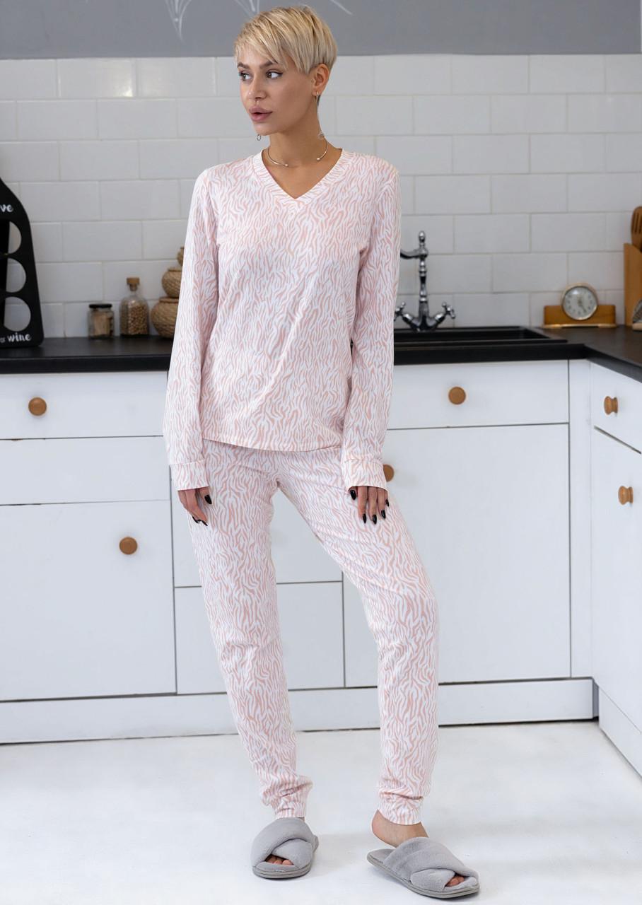 Пижама женская Leinle кофта/брюки с зебровским принтом хлопковая L Белый (1583/16126)