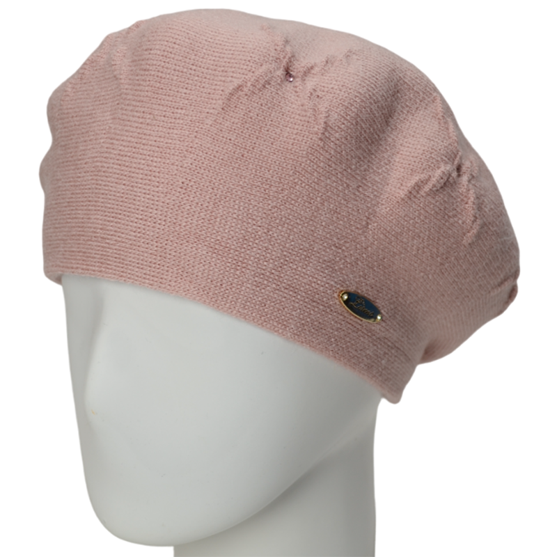 Берет женский Lirus Клара двойной на стойке Пудровый