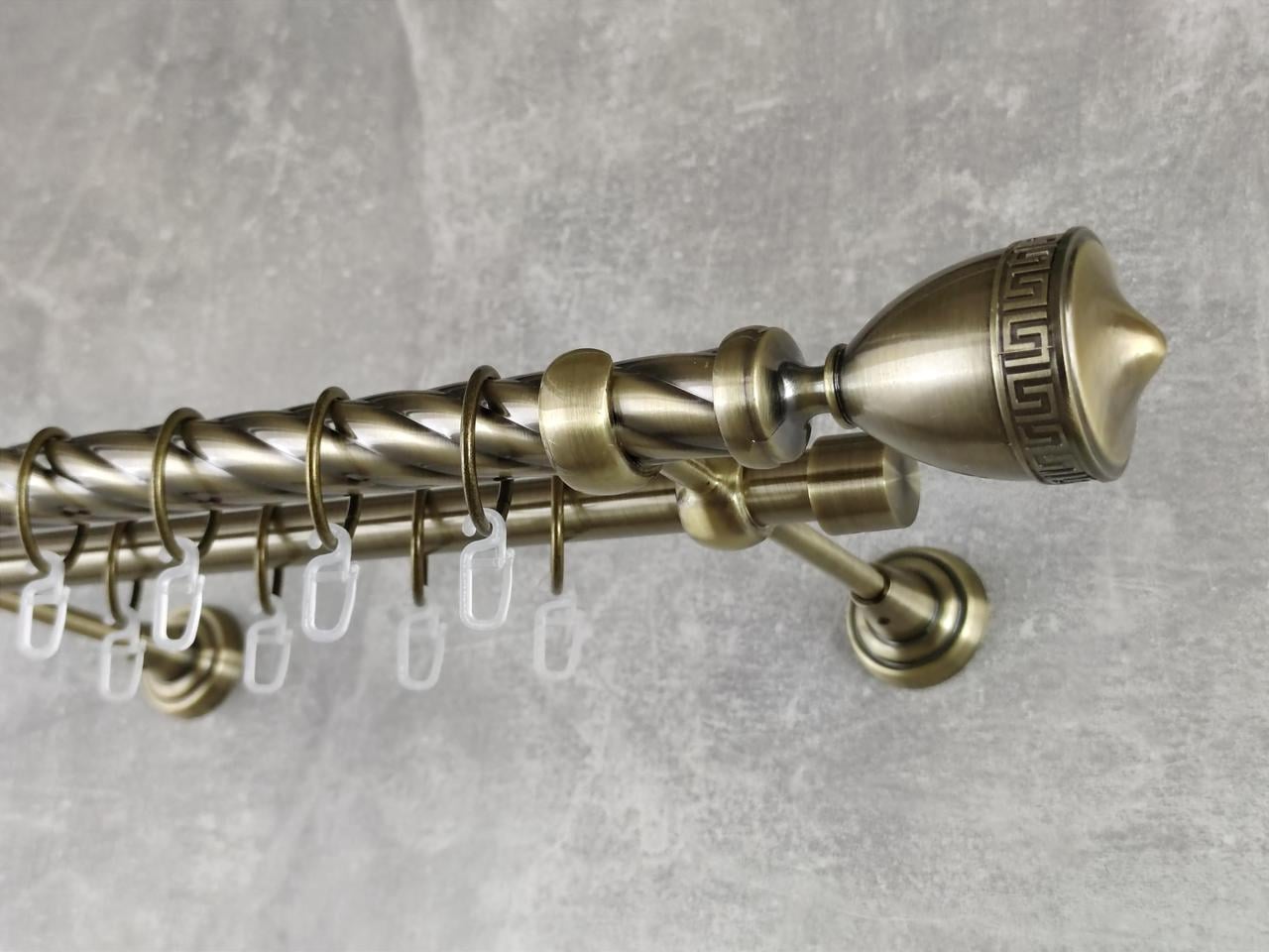 Карниз MStyle металлический для штор двухрядный Афина 25/19 мм крученый 200 см Антик (5010923)