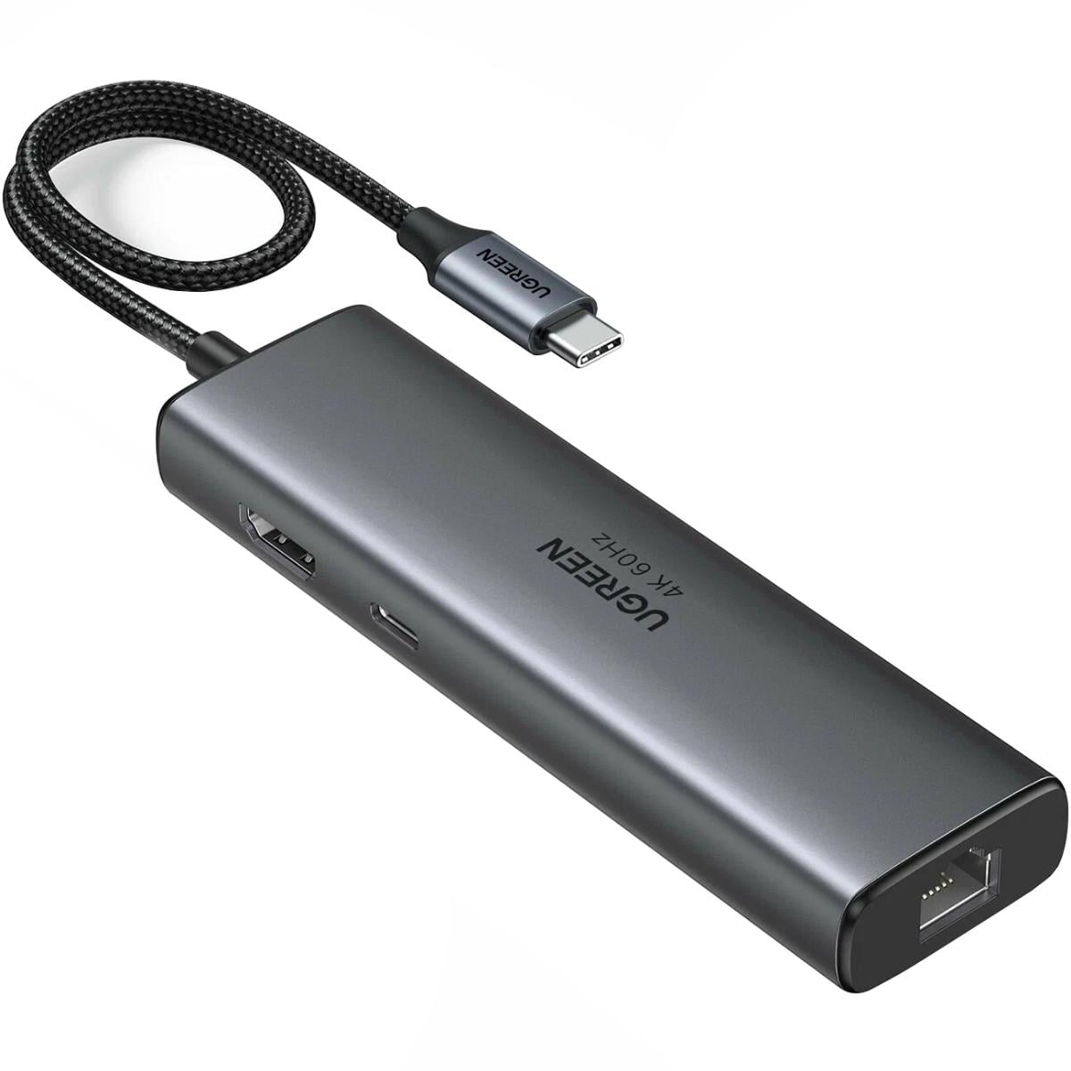USB-хаб UGREEN CM512 USB 3.2 Type-C to 2xUSB-A 3.2/USB-C 3.2/HDMI/RJ45/PD 100W Grey (45000)