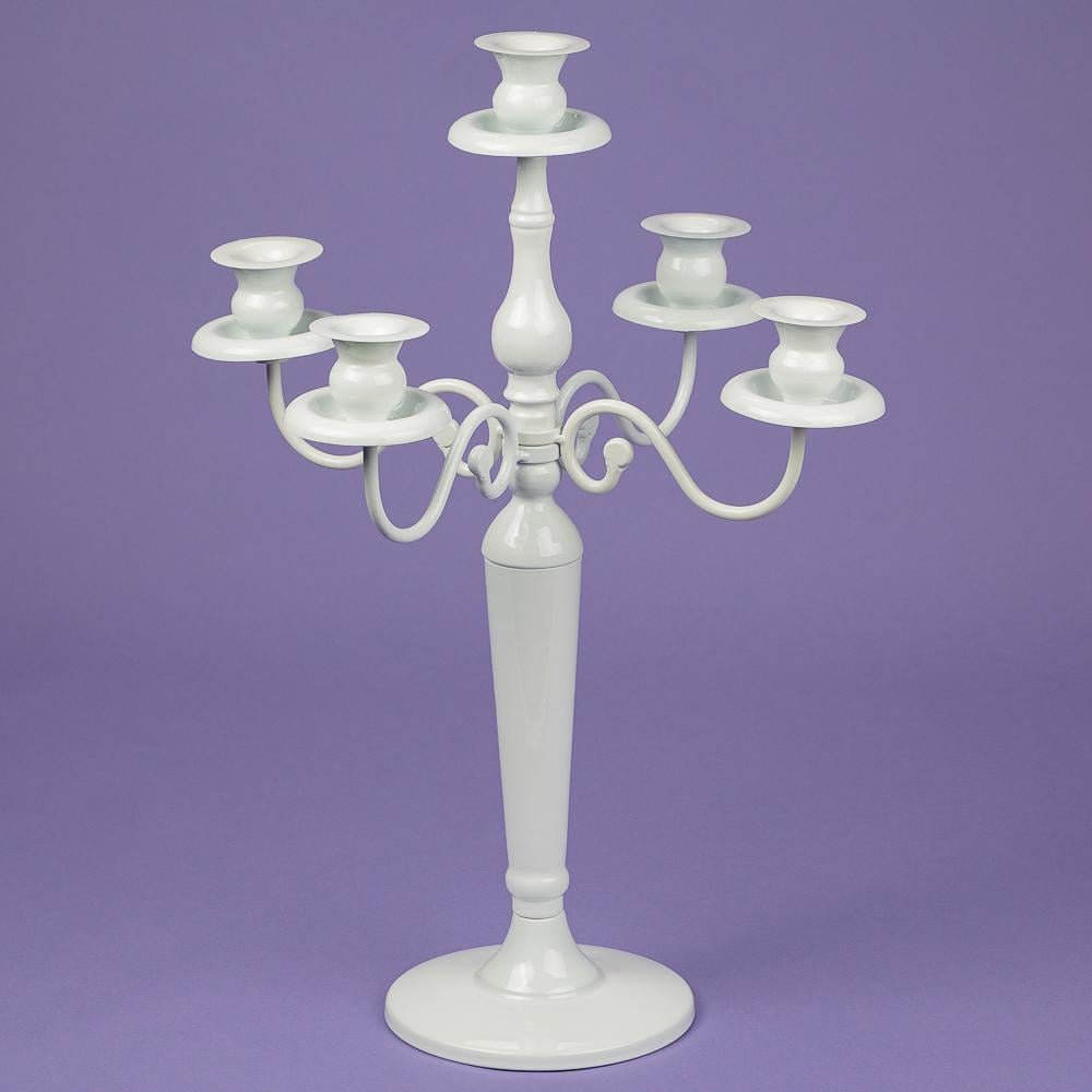 Набор подсвечников металлических Elisey на 5 свечей 55 см 2 шт. Белый (2011-004)