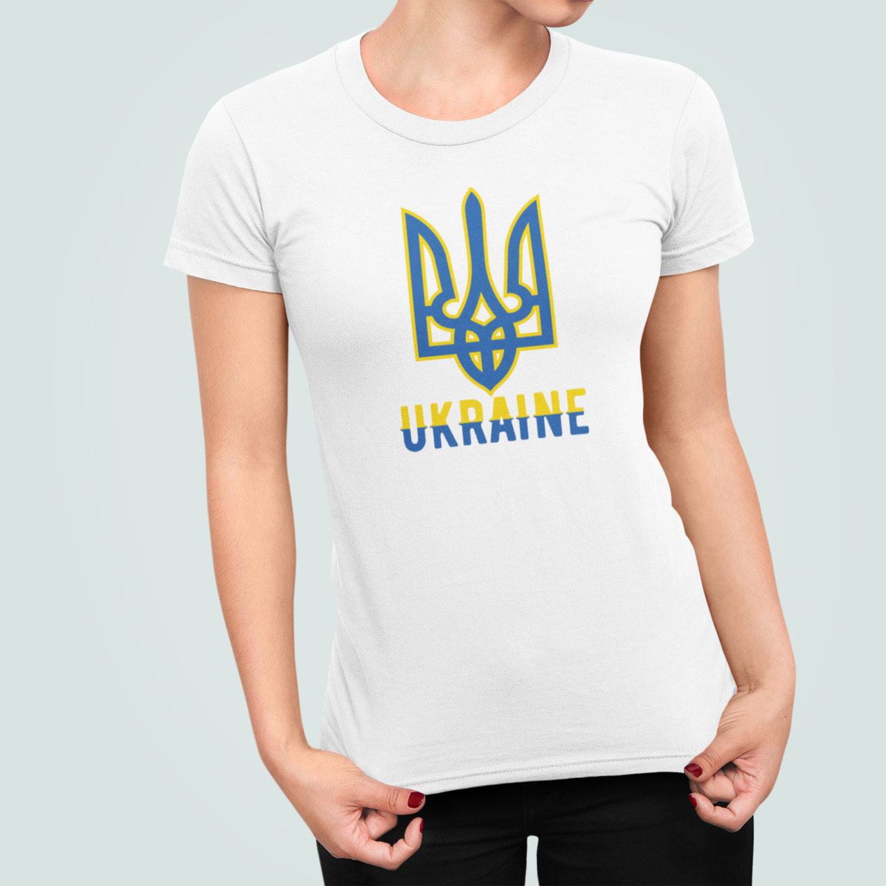 Футболка женская патриотическая Stedman с принтом "UKRAINE" Герб Украины XXL Белый (УКР410.1-10)