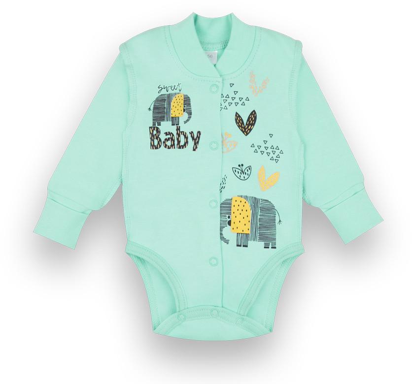 Боди детское хлопковое для мальчика на кнопках Gabbi BD-21-23-1 Слоники 62 см Мятный (12919)