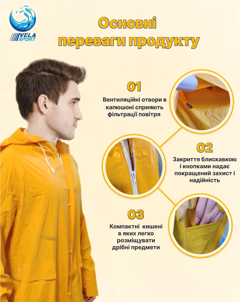 Дождевик мужской VelaSport Defence двухслойный XXL Желтый (00748) - фото 7