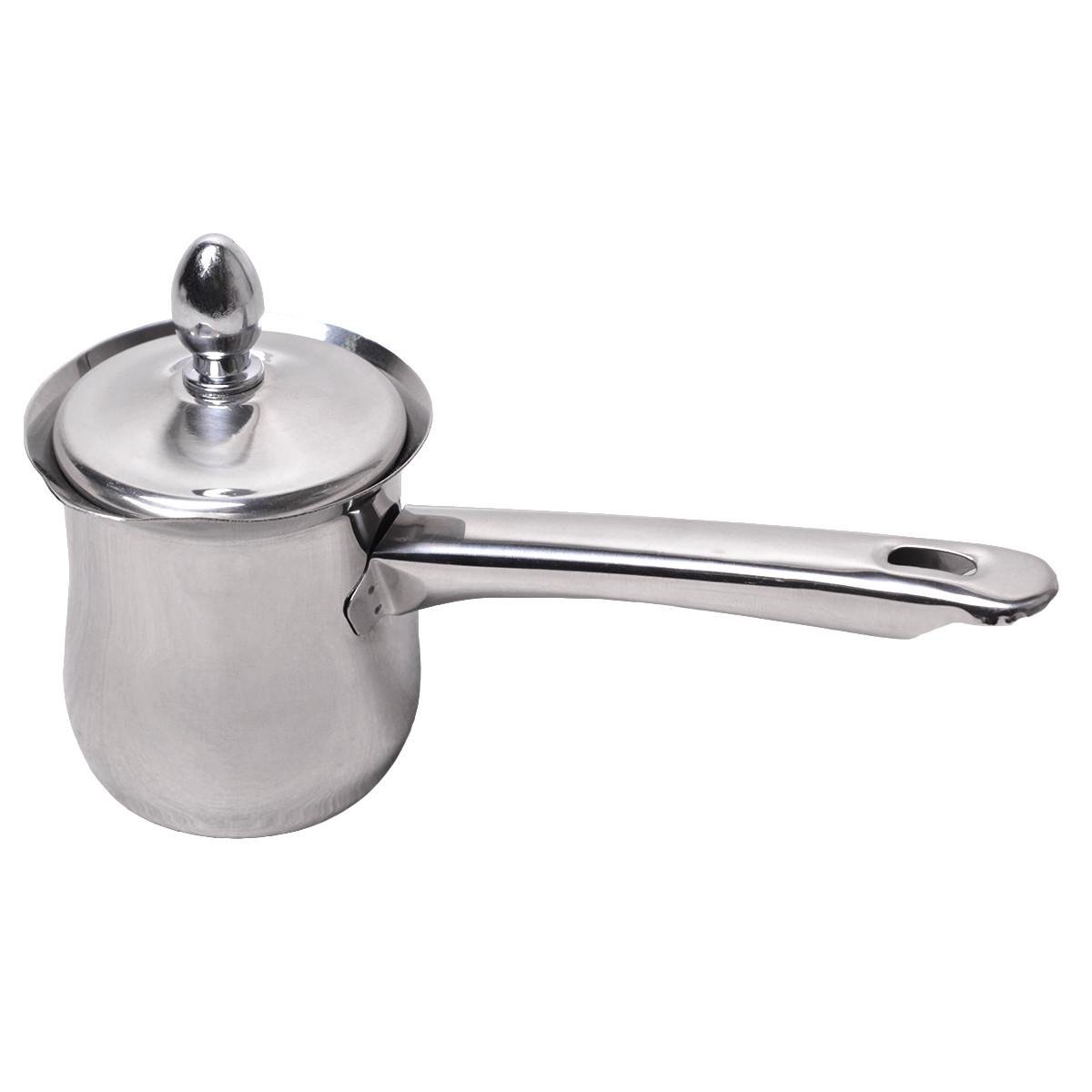 Турка для кофе с крышкой Kamille KM-4363 из нержавеющей стали 200 мл Стальной (150-84-4363)