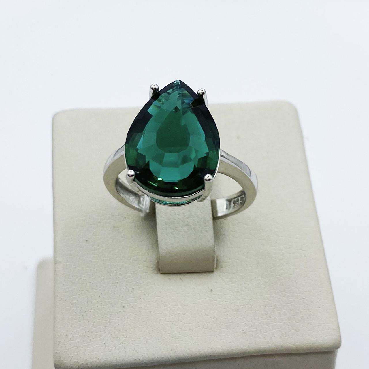 Кольцо серебряное с зеленым кварцем р. 18 3,83 г (1888486170)