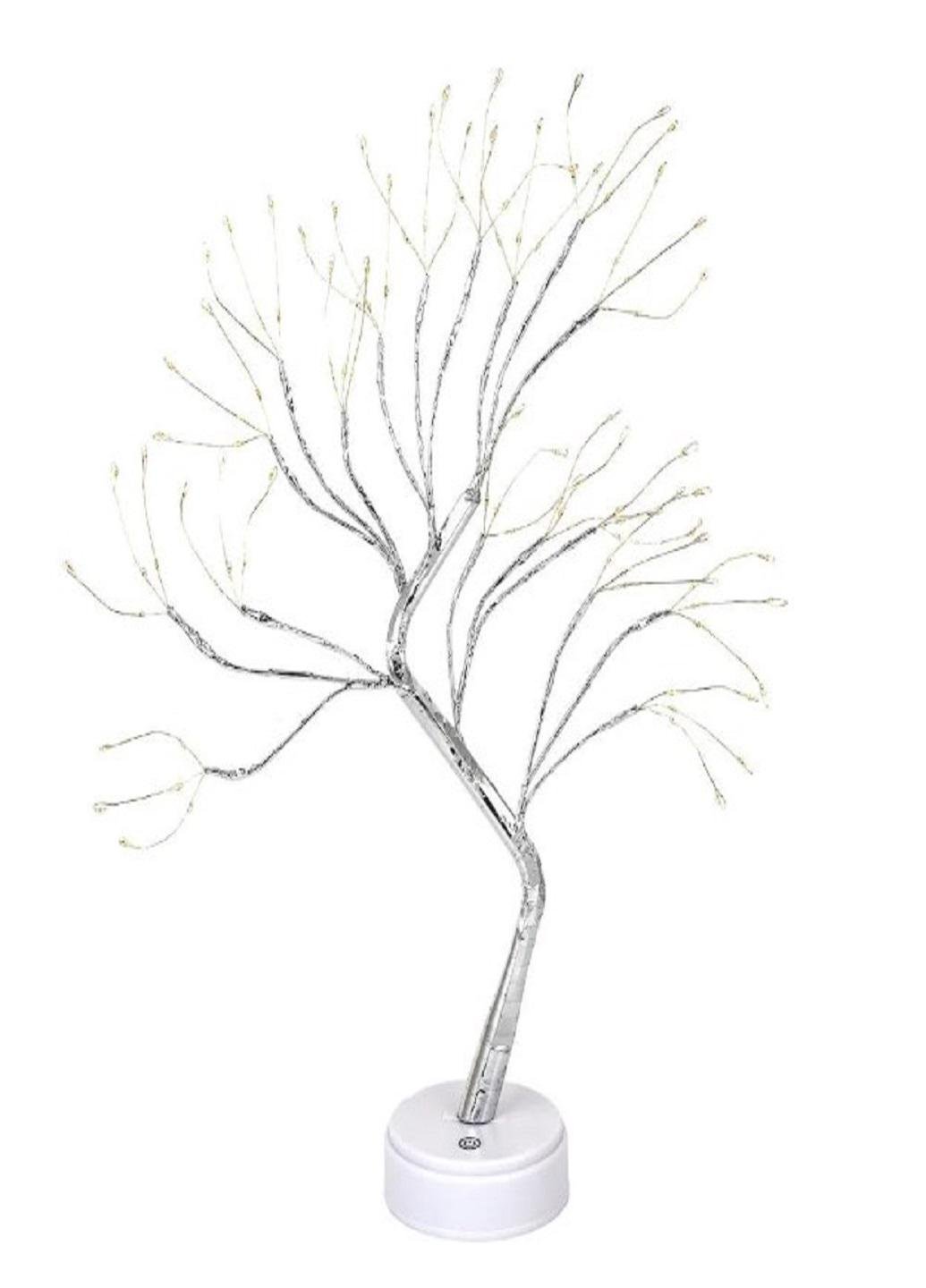 Ночник настольный Дерево Бонсай Теплый свет USB/батарейки 3AA Серебряный (21317192)