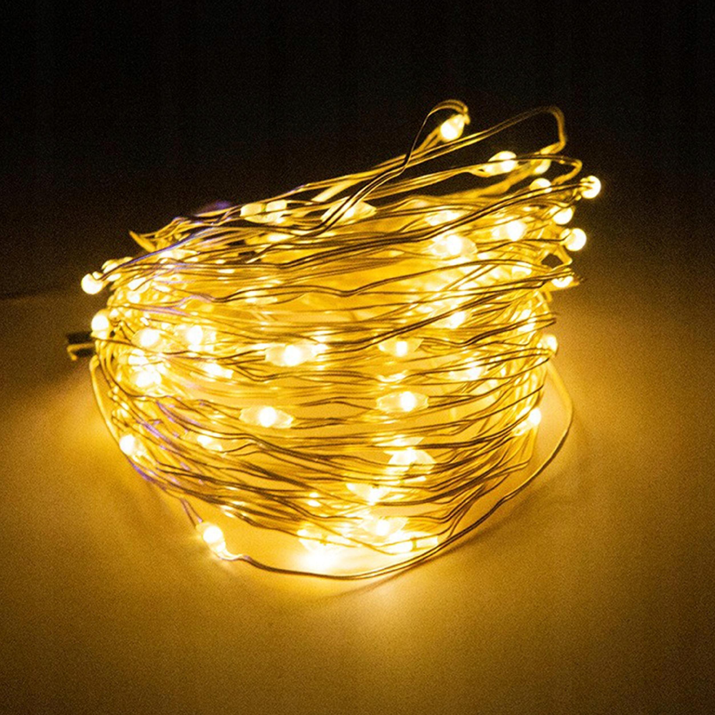 Гирлянда солнечная 400 LED-лампочек/8 Вт/IP44 42 м Теплый белый