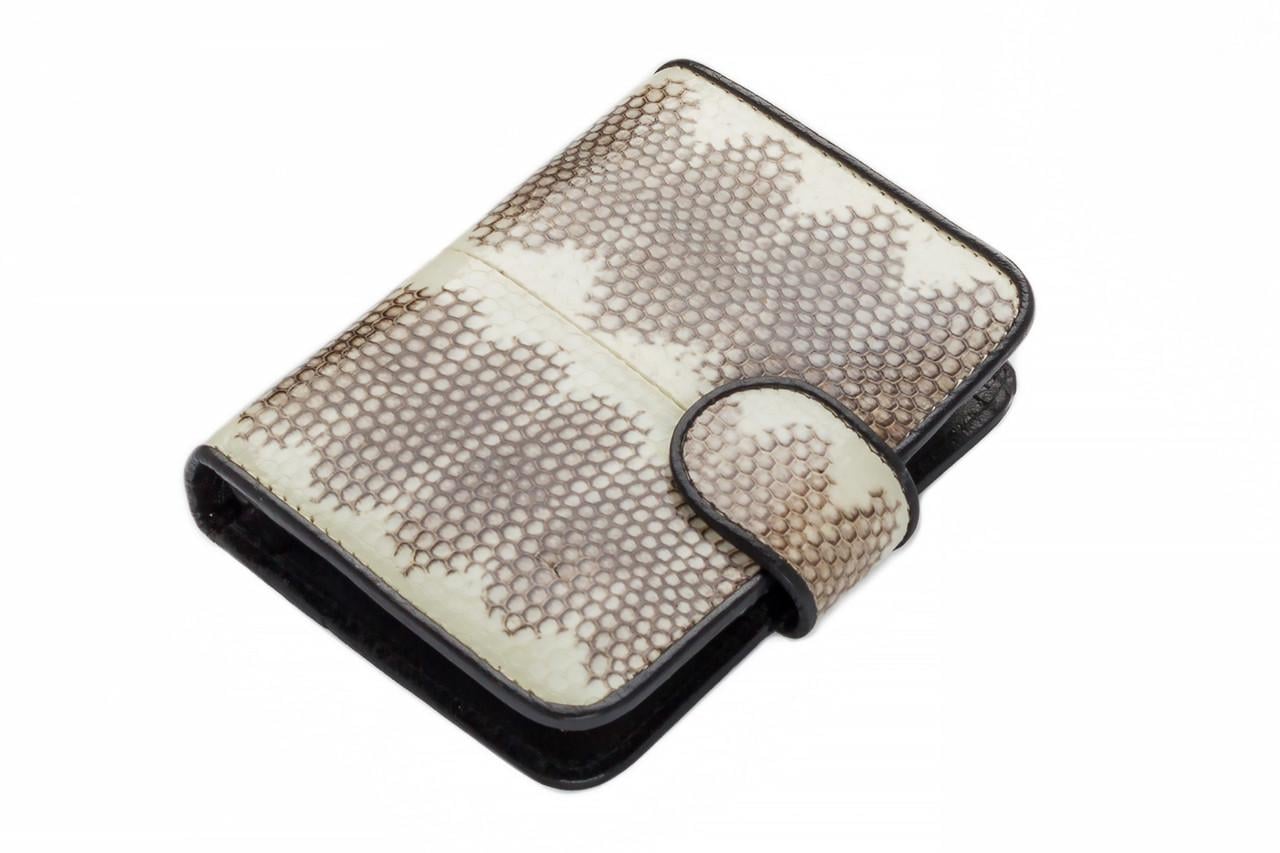 Кошелек Ekzotic leather женский из кожи морской змеи Черно-белый (snw13)