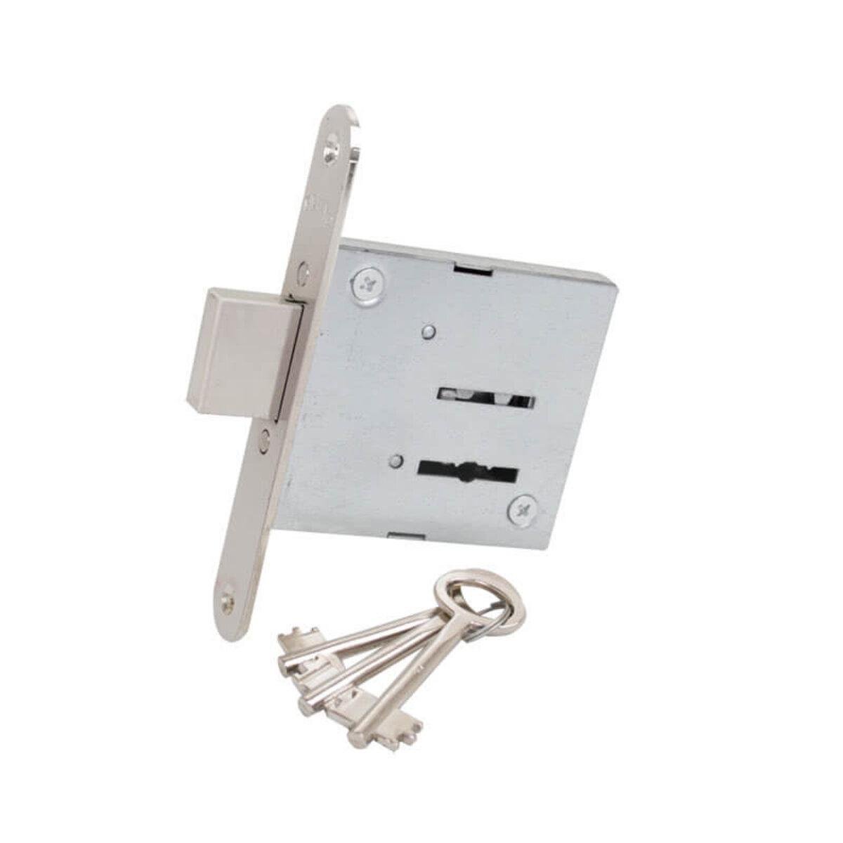 Замок врезной Bruno 755F сувальдный 3 кл Хром