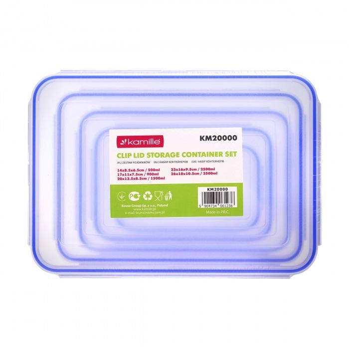 Набор контейнеров для хранения Kamille КМ-20000 из пластика 5 шт. Прозрачный (150-84-20000) - фото 6 Набор контейнеров для хранения Kamille КМ-20000 из пластика 5 шт. Прозрачный (150-84-20000) - фото 6