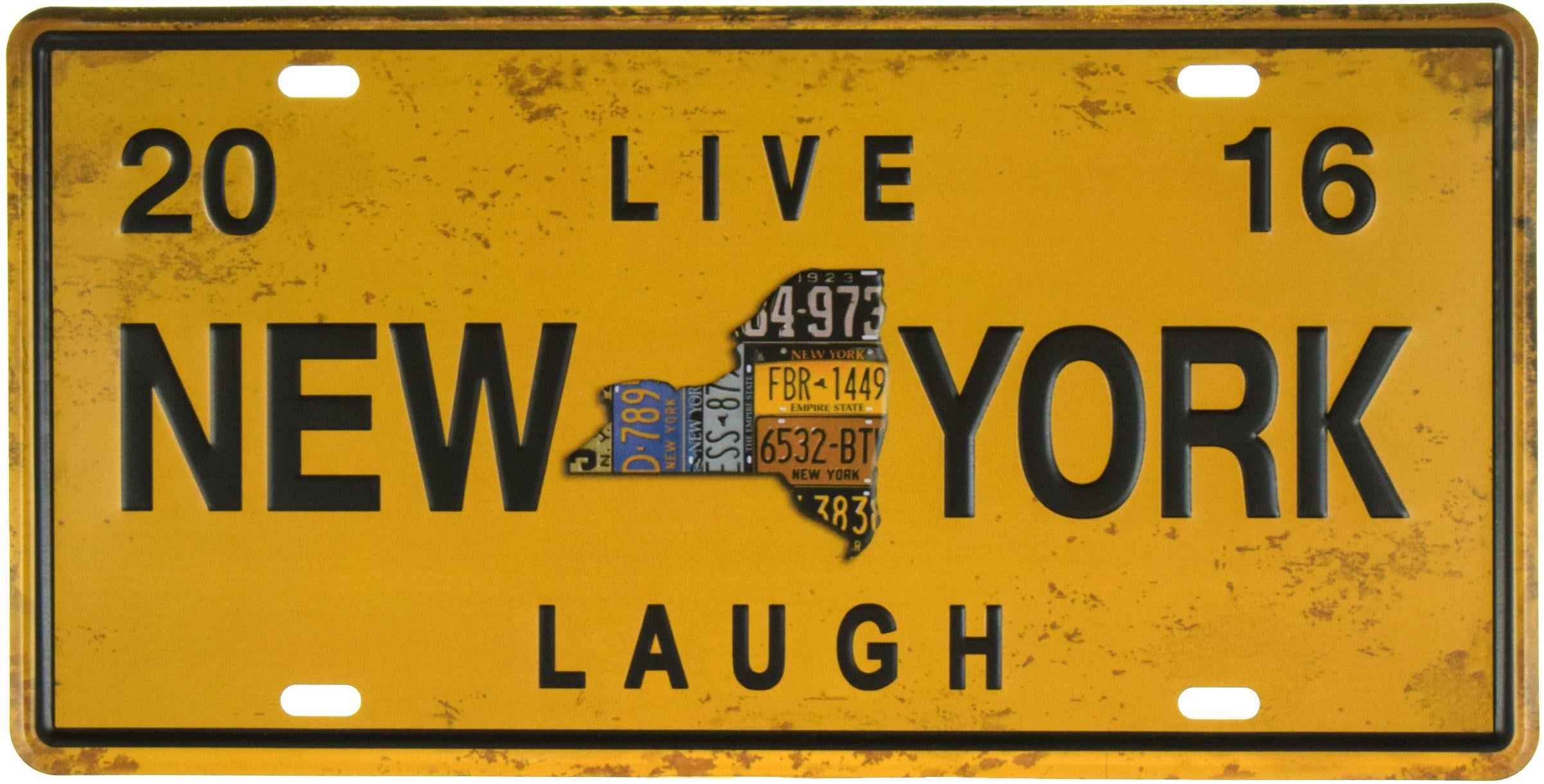 Табличка металлическая Нью-Йорк Живи смейся/York Live Laugh 15x30 см