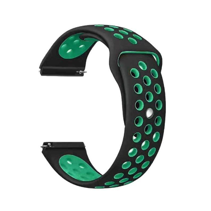 Ремешок для смарт-часов Sport Nike Style силиконовый 20 мм Черный/Зеленый (1674P)