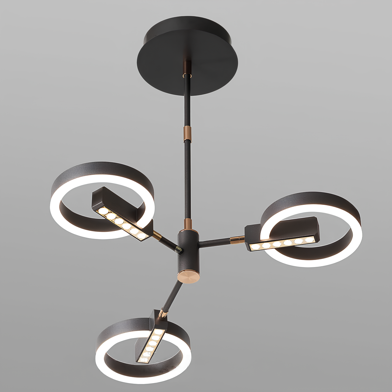 Люстра светодиодная Svet на 3 кольца с пультом 27W 3000-6000К Графитовый/Золотой (SL-6007/3 GR DIMMER)