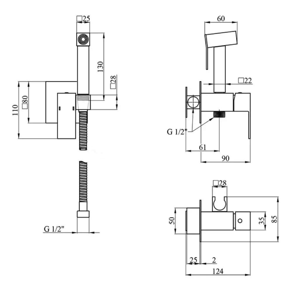 Гигиенический душ скрытого монтажа Wezer PRO9В-02-BLACK Черный (PRO9В-02-BLACK) - фото 4 Гигиенический душ скрытого монтажа Wezer PRO9В-02-BLACK Черный (PRO9В-02-BLACK) - фото 4