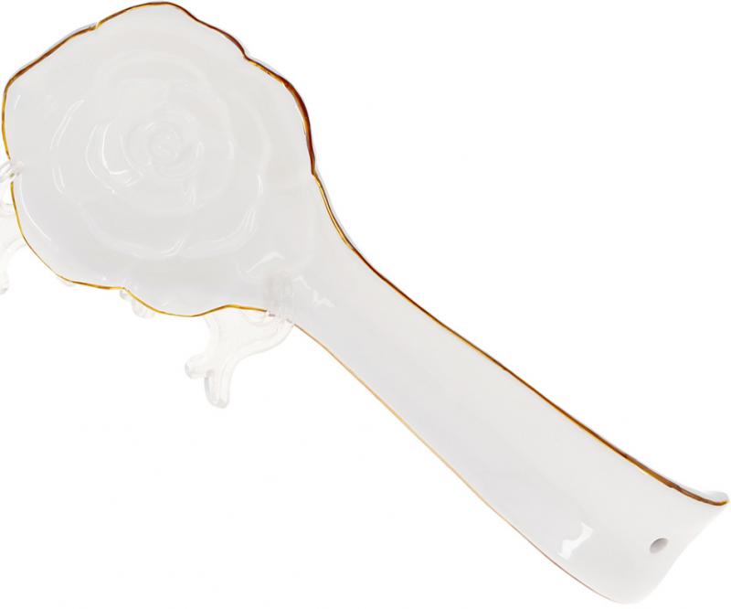 Подставка под ложку Rose керамическая 23 см Белый с золотом (BD-795-204)