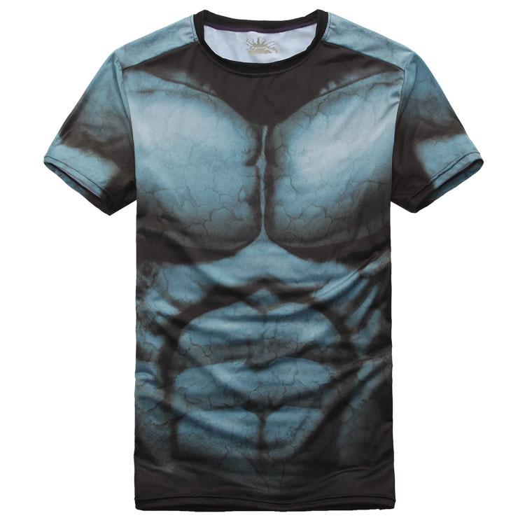 Компрессионная футболка с мышцами S Серый (10-1265)