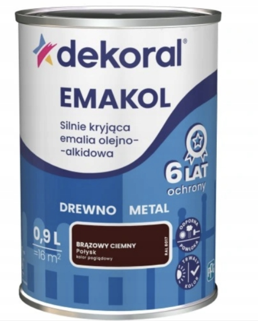 Емаль для дерева та металу Dekoral Emakol 0,9 л Коричневий темний глянець RAL 8017 (2600602881) - фото 1