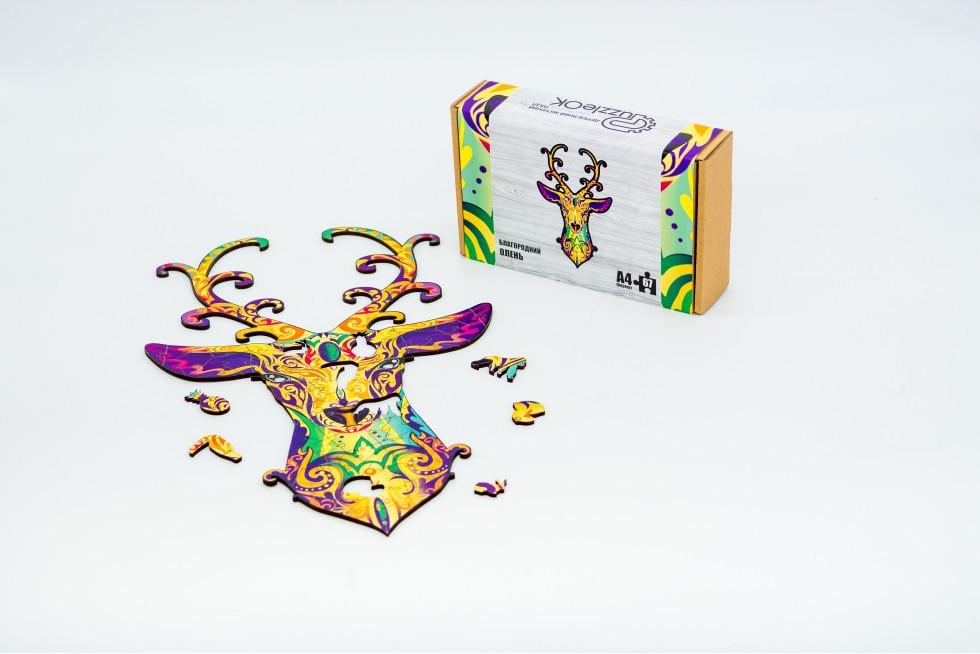 Пазл деревянный фигурный PuzzleOK Благородный Олень картонная упаковка Пазл деревянный фигурный PuzzleOK Благородный Олень картонная упаковка