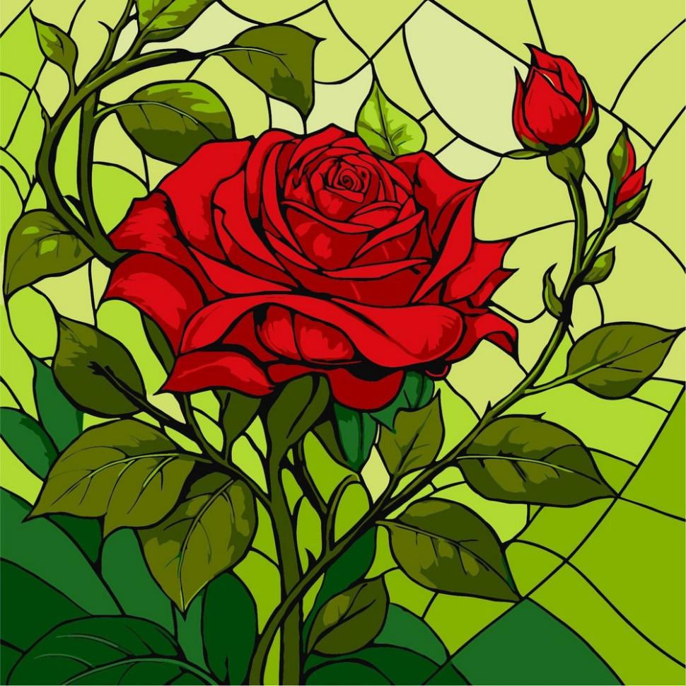 Картина по номерам Ideyka Витраж Роза 30х30 см (KHO3320)