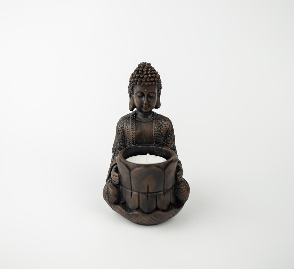Підсвічник Будда з квіткою 15х10х10 см Коричневий (ПП702с) - фото 3 Підсвічник Будда з квіткою 15х10х10 см Коричневий (ПП702с) - фото 3