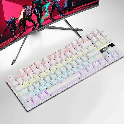 Клавиатура игровая механическая SKYLION K87 с RGB-подсветкой Белый/Красный (006)