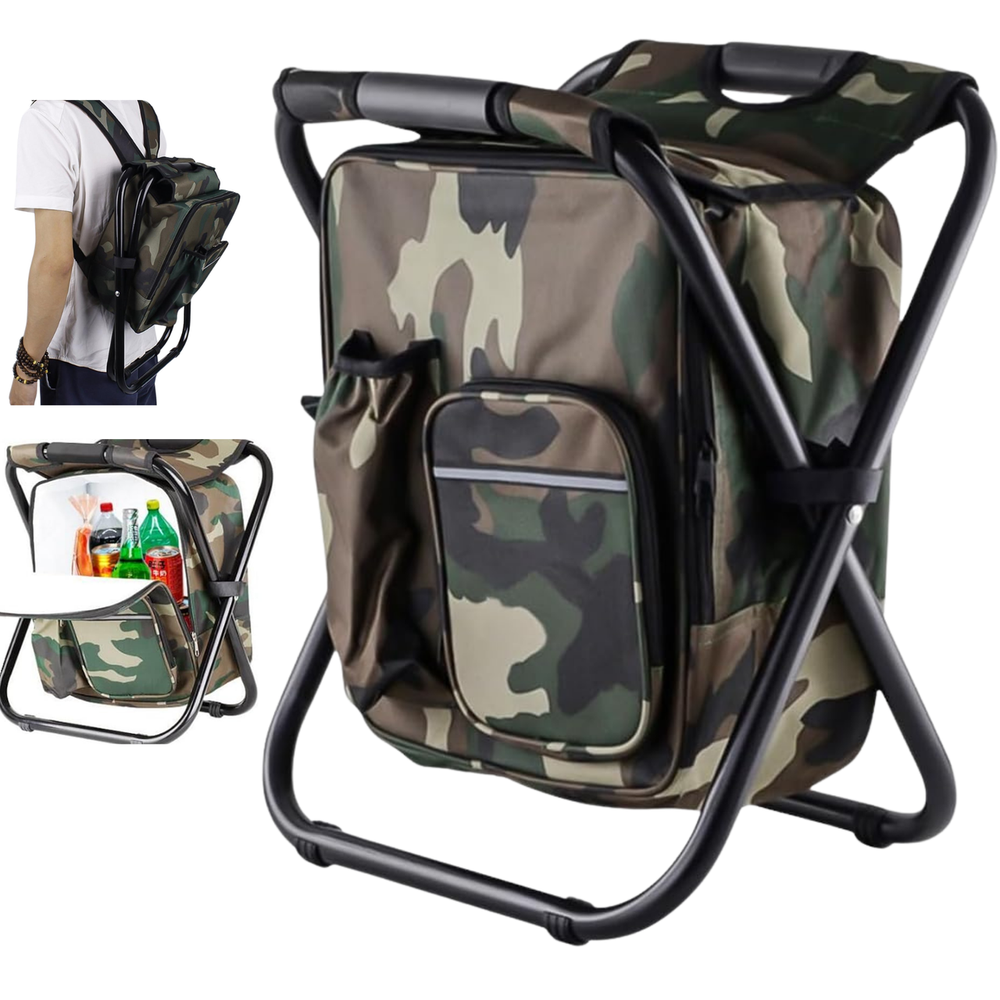 Туристический табурет-рюкзак складной 3в1 с термосумкой водоотталкивающий 50х36х30 см Хаки (173) - фото 2 Туристический табурет-рюкзак складной 3в1 с термосумкой водоотталкивающий 50х36х30 см Хаки (173) - фото 2