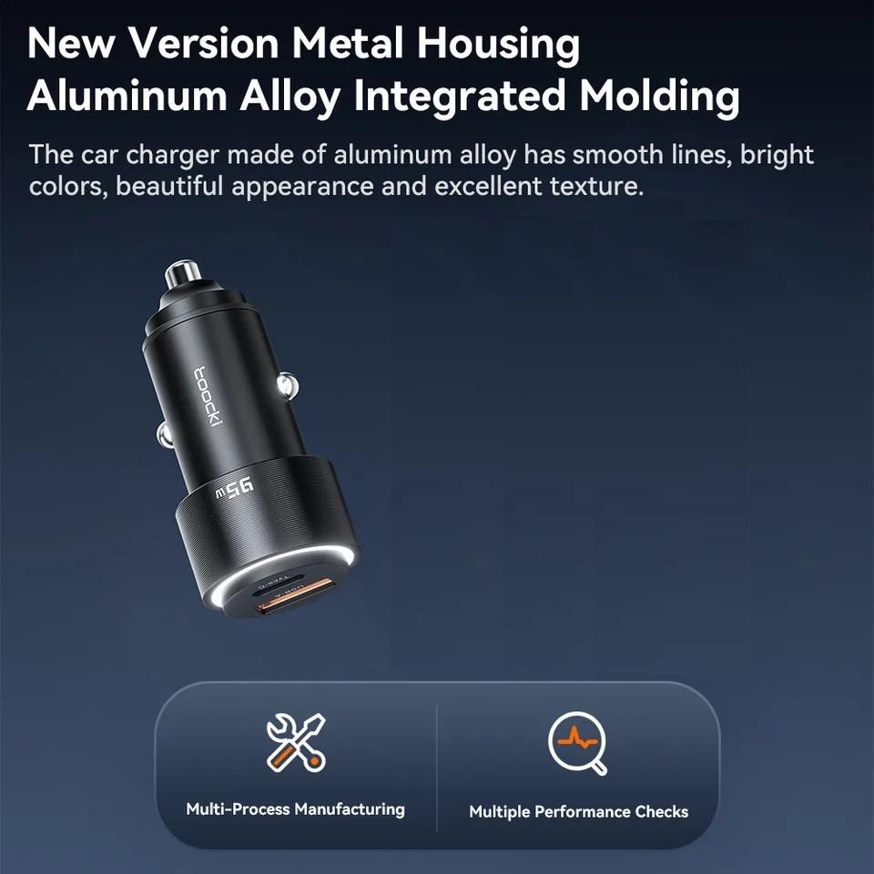 Зарядний пристрій автомобільний Toocki 95W 1 Type-C 65w/1 USB 30w Metall (25397430) - фото 3 Зарядний пристрій автомобільний Toocki 95W 1 Type-C 65w/1 USB 30w Metall (25397430) - фото 3