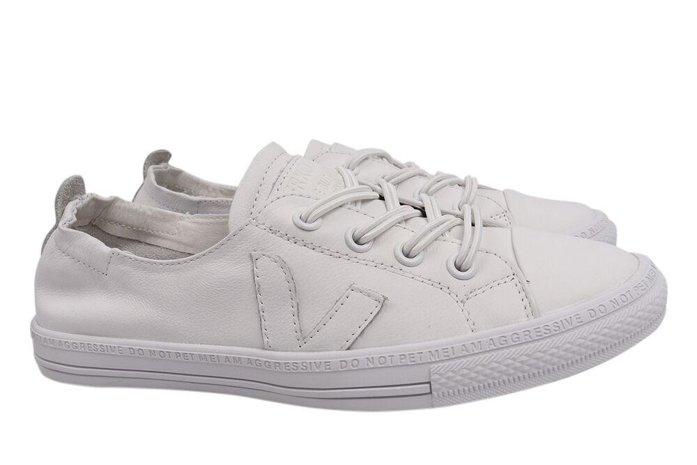 Кеды женские Berkonty из кожи на низком ходу на шнуровке Белый (344-21DTC 40)