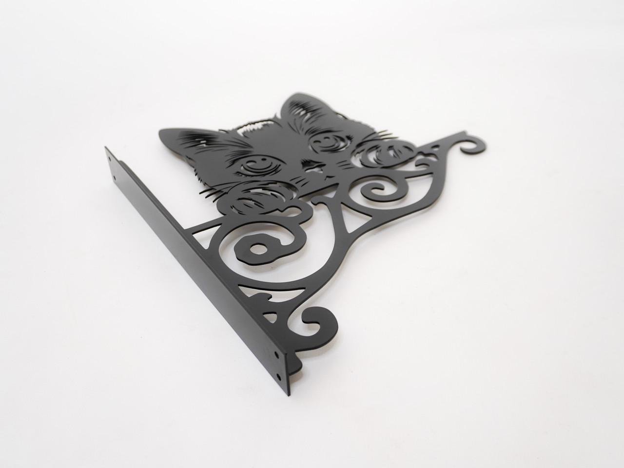 Кронштейн Милый котенок для кашпо с цветами метал Черный (Б012) - фото 5 Кронштейн Милый котенок для кашпо с цветами метал Черный (Б012) - фото 5