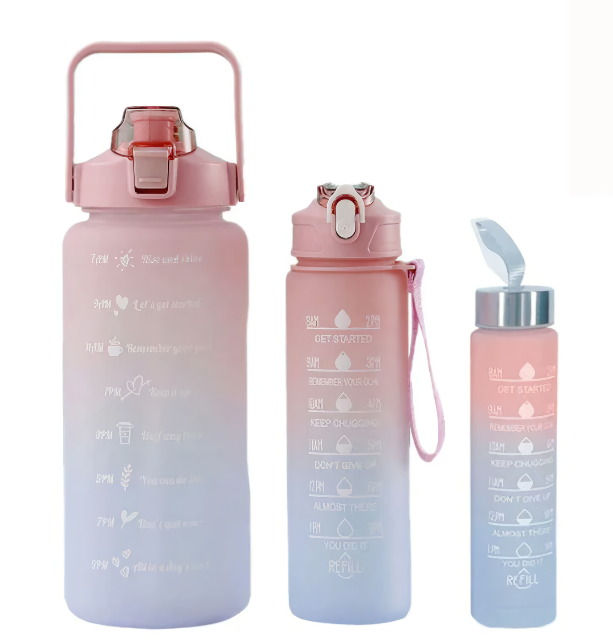 Набор бутылок спортивных 3в1 с трубочкой (10339)