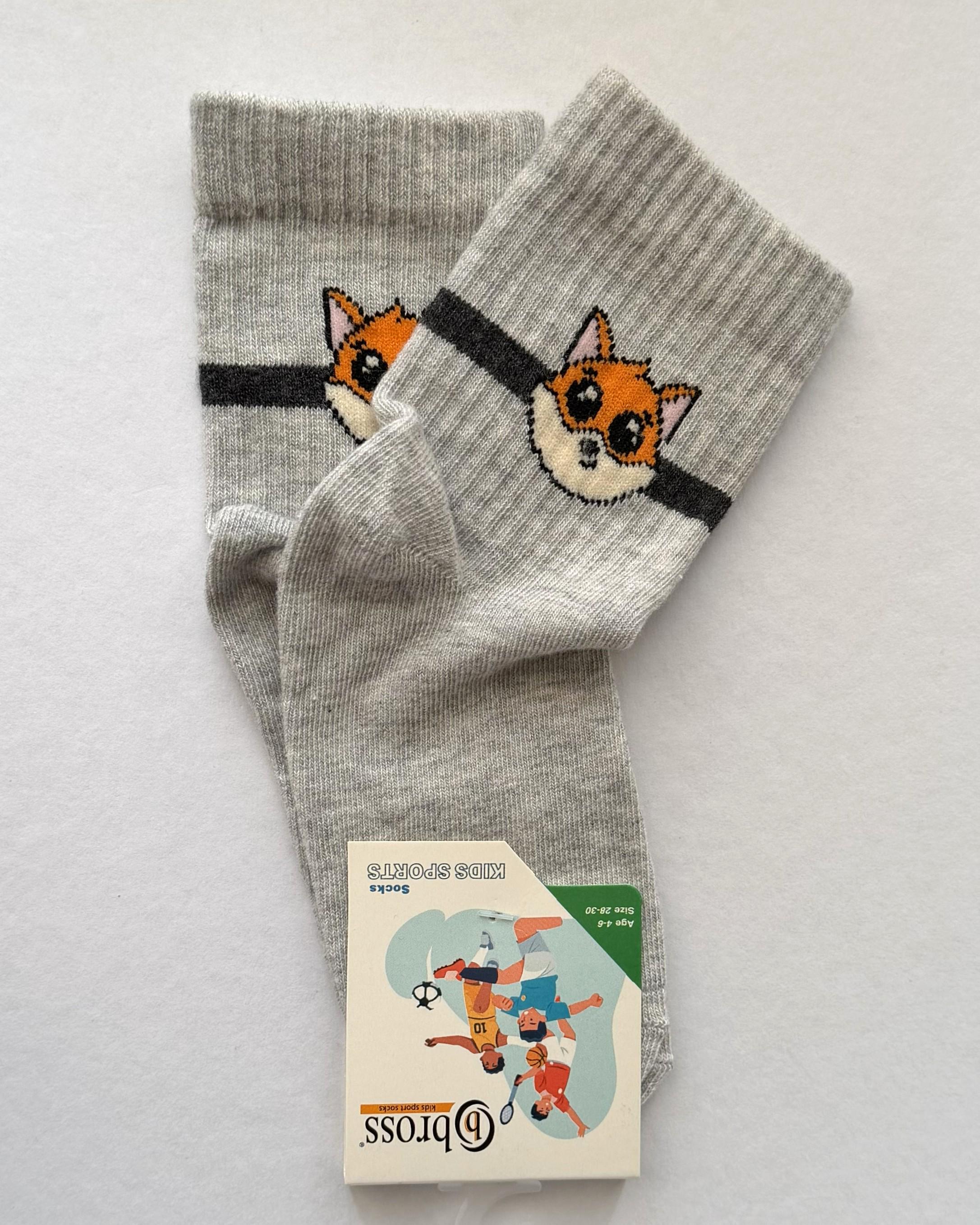 Носки детские высокие BROSS с рисунком Лисички р. 28-30 4-6 лет Серый (32397997)