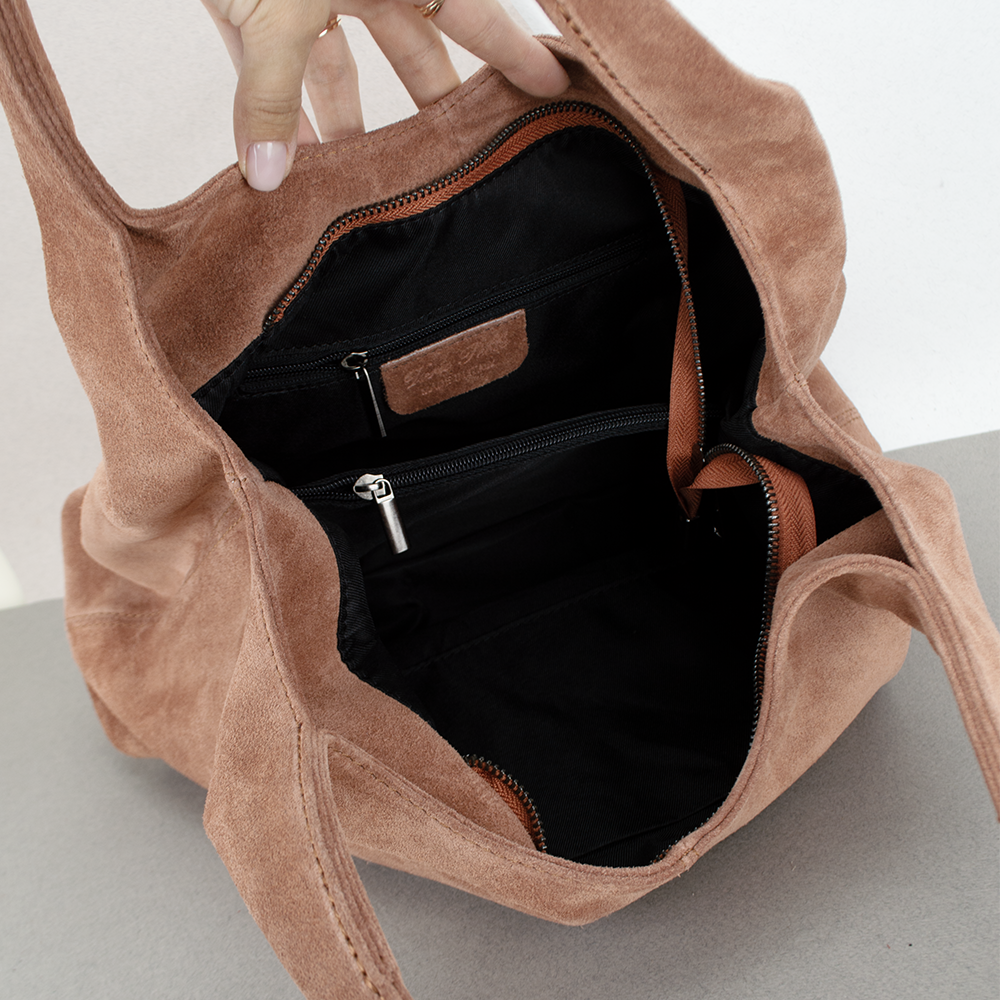 Сумка-шопер жіноча замшева Virginia Conti 03790 Темно-рудий (2385344858) - фото 4 Сумка-шопер жіноча замшева Virginia Conti 03790 Темно-рудий (2385344858) - фото 4