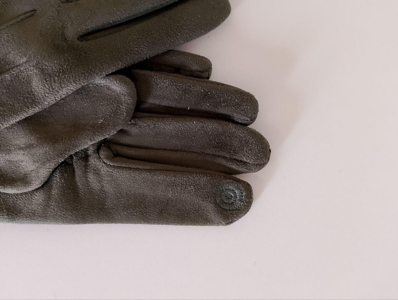 Рукавички сенсорні осінь-зима фліс L Хакі (43) - фото 6