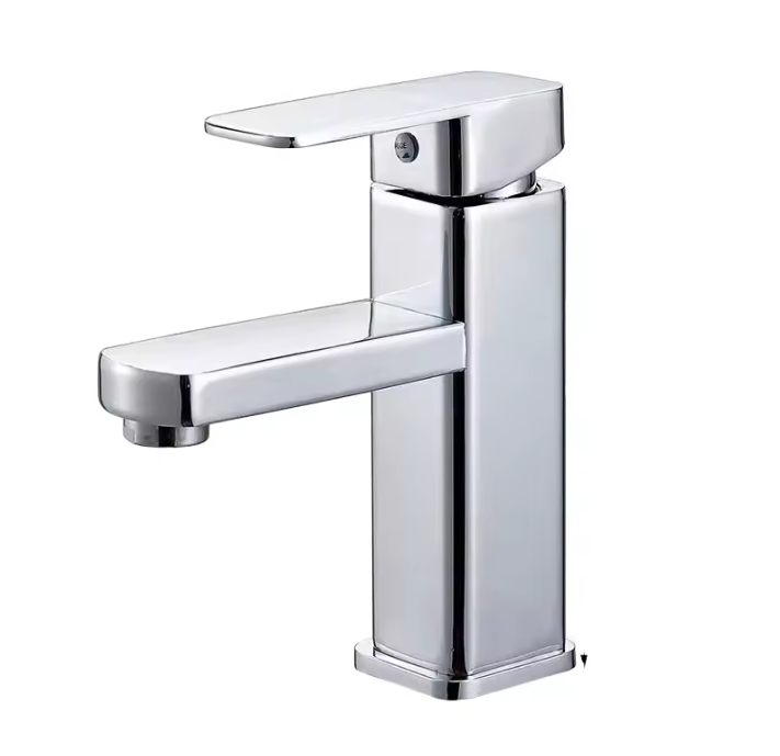 Смеситель для умывальника блестящий никель Хром (ЗХ09)