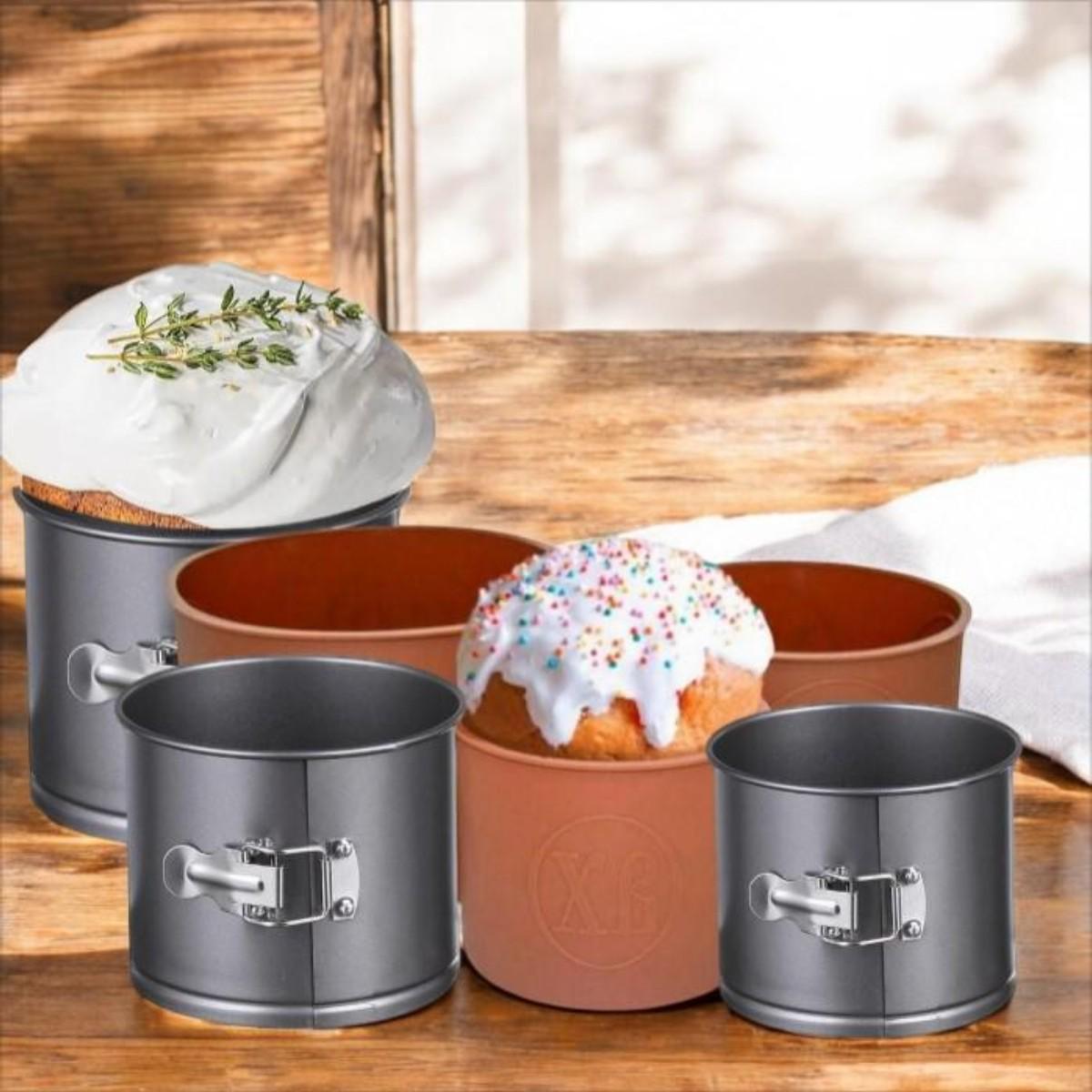 Набор металлических форм для выпечки кулича A-PLUS с силиконовыми формами 3 шт. - фото 3 Набор металлических форм для выпечки кулича A-PLUS с силиконовыми формами 3 шт. - фото 3