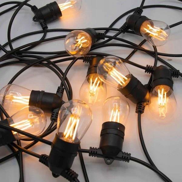 Солнечная гирлянда 10 LED лампочек водозащита IP65/пульт/зарядка USB 10 м Теплый белый