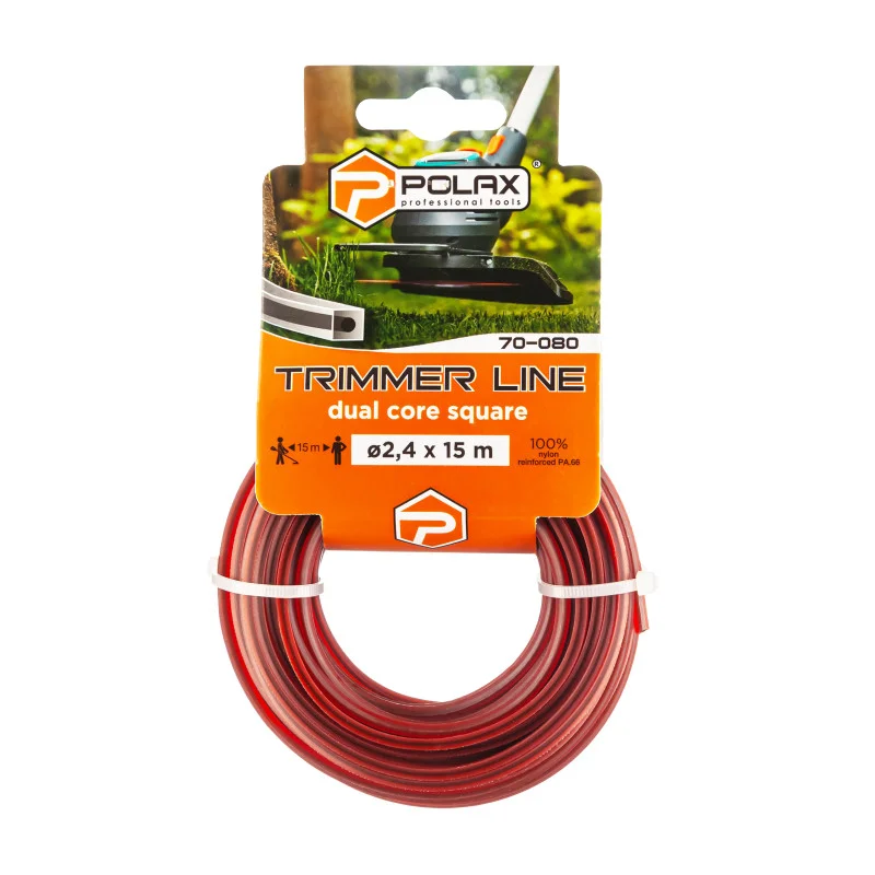 Жилка для триммера Polax "Квадрат с кордом" 2,4 мм 15 м (70-080)