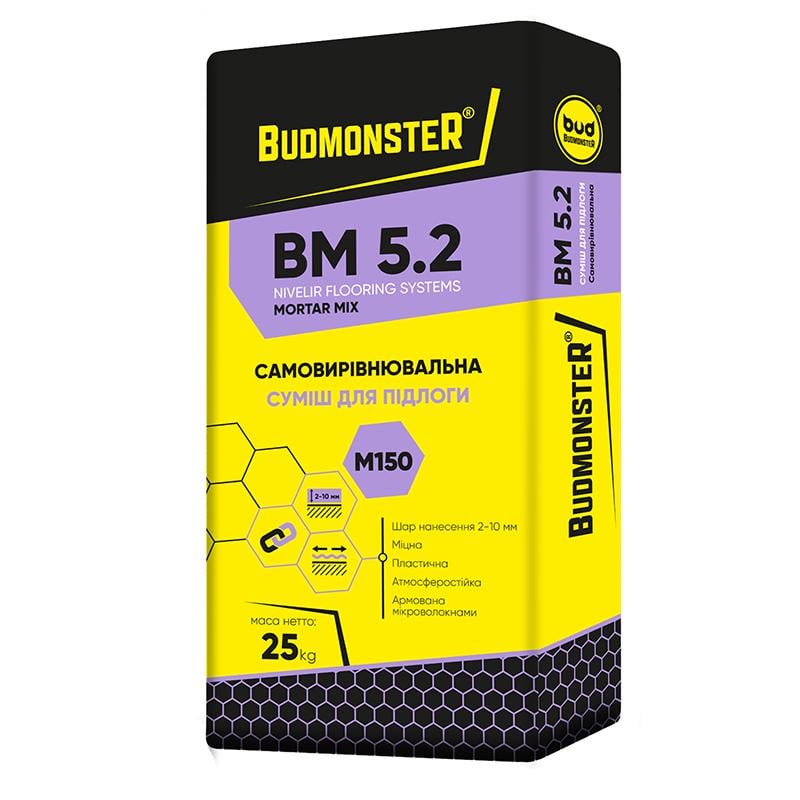 Суміш самовирівнююча BudmonsteR BM 5,2 2-20 мм 25 кг (87013)