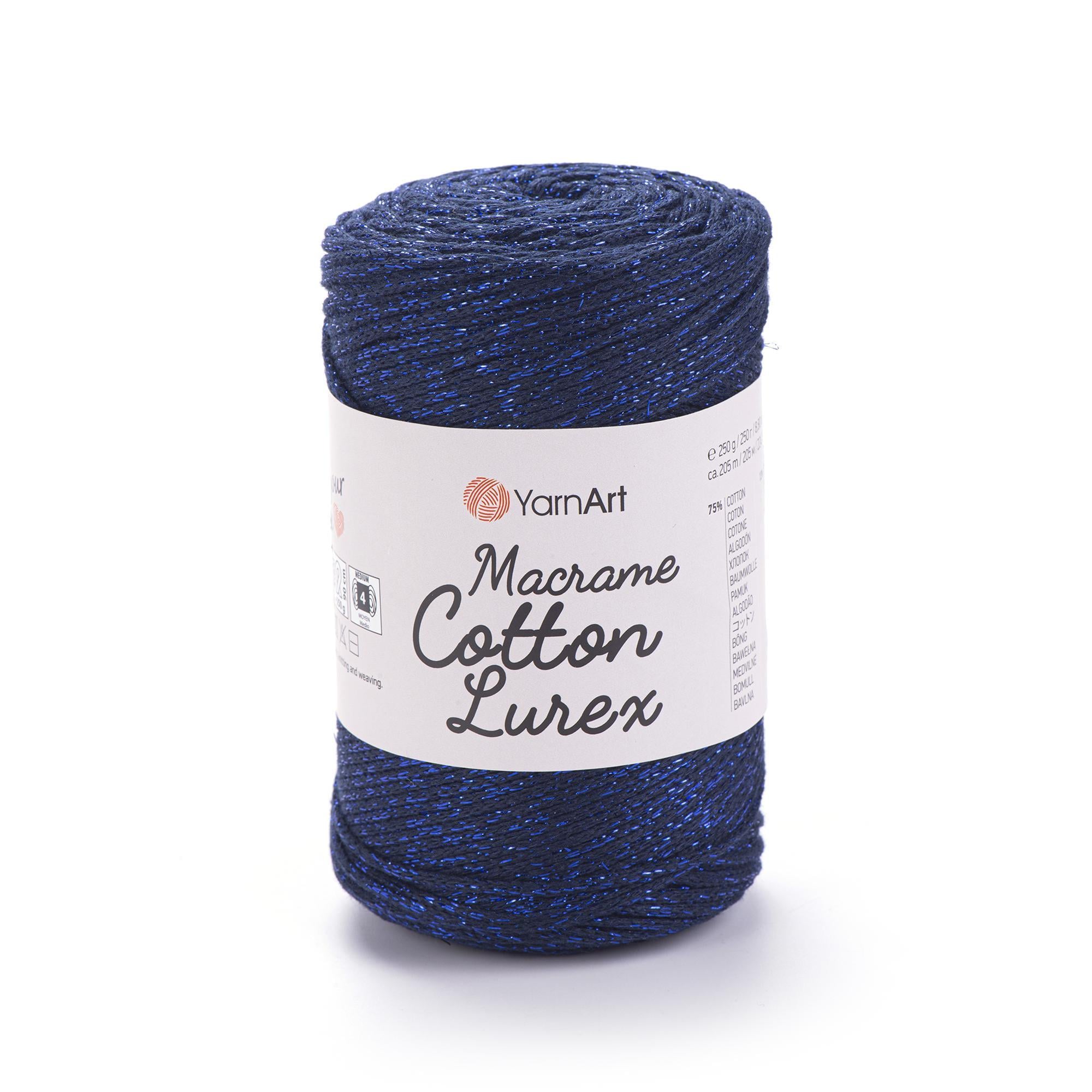 Шнур плетеный Macrame Cotton Lurex 2 мм Темно-синий люрекс серебро №740 (2299756618)