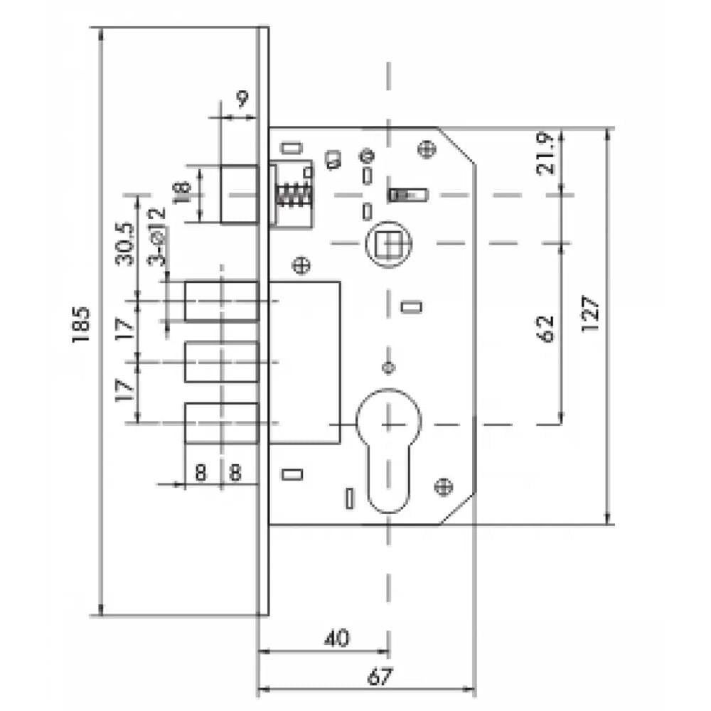 Корпус замка Fuaro 150 3M/CP W/B хромированная планка - фото 2 Корпус замка Fuaro 150 3M/CP W/B хромированная планка - фото 2