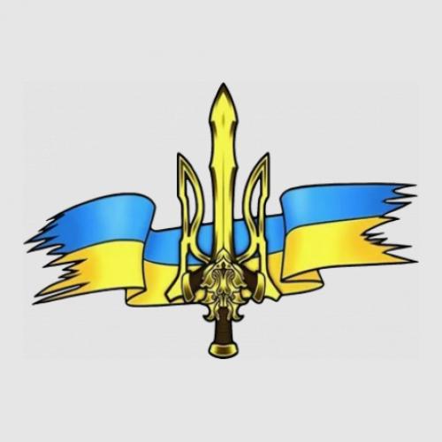 Стікер Україна Тризуб 25x17,5 см Жовто-блакитний/Чорний (21561942)
