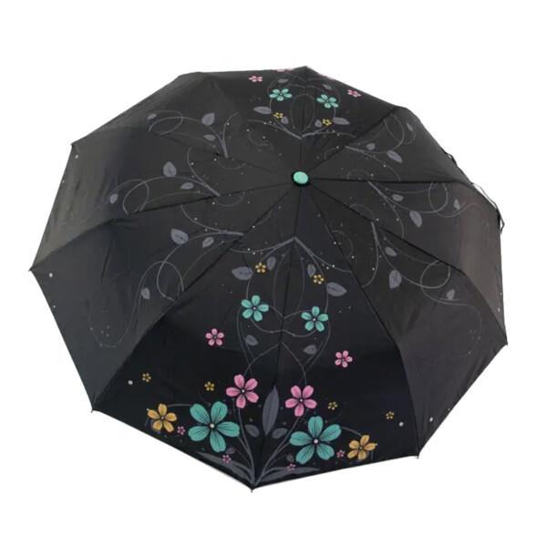 Жіноча парасолька Toprain Umbrella напівавтомат 10 спиць антивітер Чорно-м'ятний (10574)
