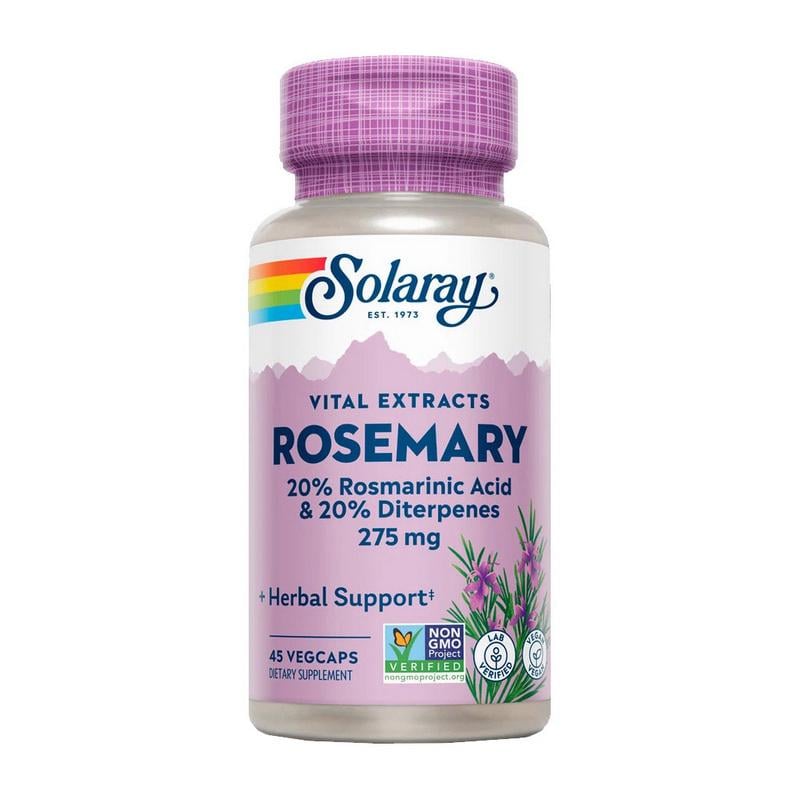 Экстракт розмарина Solaray Rosemary 275 mg 20% розмариновой кислоты 45 вер. капс.