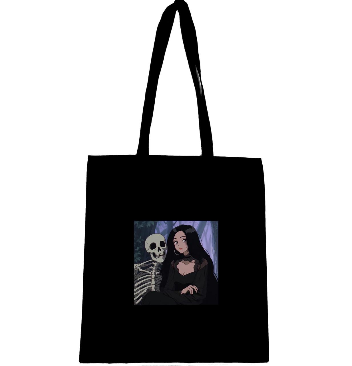 Эко-сумка с принтом Скелет и девушка (676)